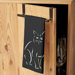 Simply White Kitty Cat Tea Towel