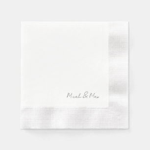 Simply White Modern Script Names Coined Napkin