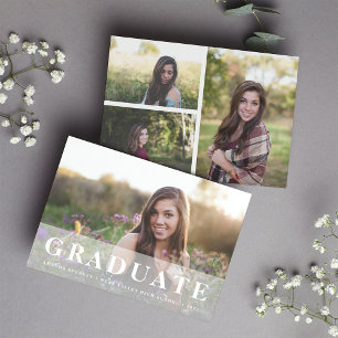 Simply White Multi Photo Graduation Announcement