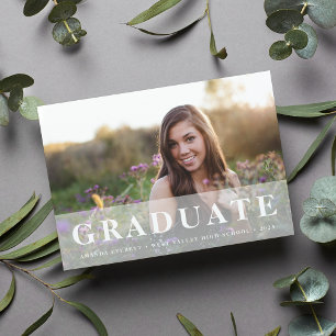 Simply White   Photo Graduation Announcement Card