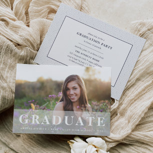 Simply White Photo Graduation Party Invitation