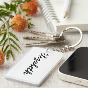 Simply White Solid Colour Personalise It Custom Key Ring