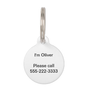 Simply White Solid Colour Personalise It Custom Pet Tag