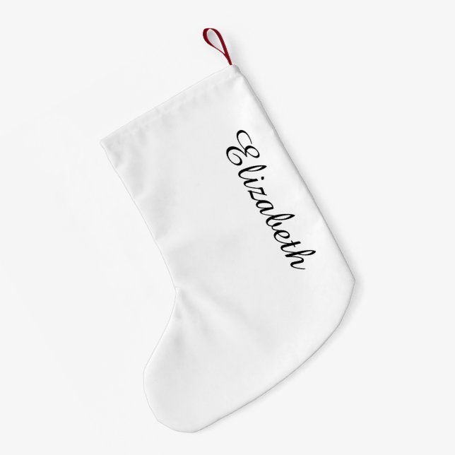 Simply White Solid Colour Personalise It Custom Small Christmas Stocking (Back (Hanging))
