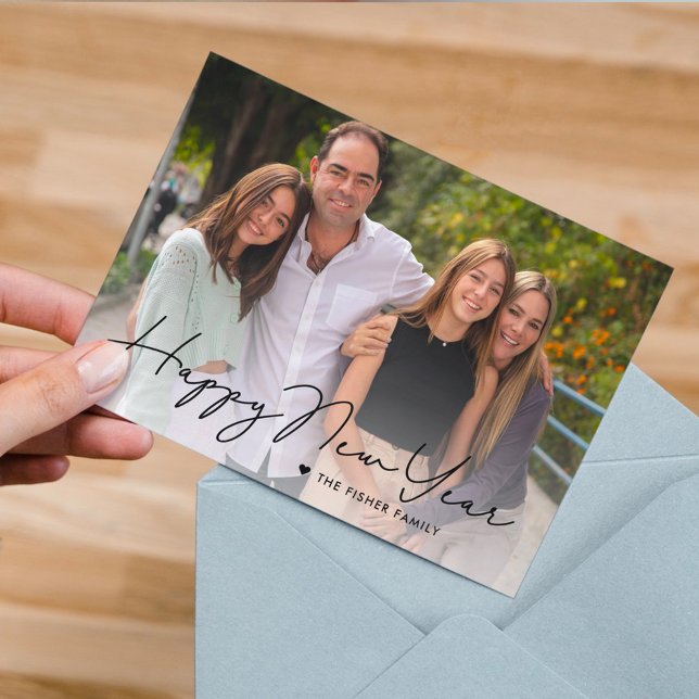 Simply Written Happy New Year Photo Card (Creator Uploaded)