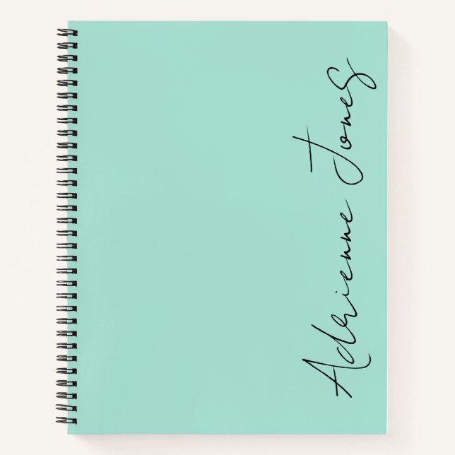 Simply Your Name Sea Green & Black Notebook (Front)