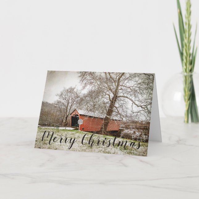 Simpson Creek Covered Bridge Merry Christmas Card (Front)