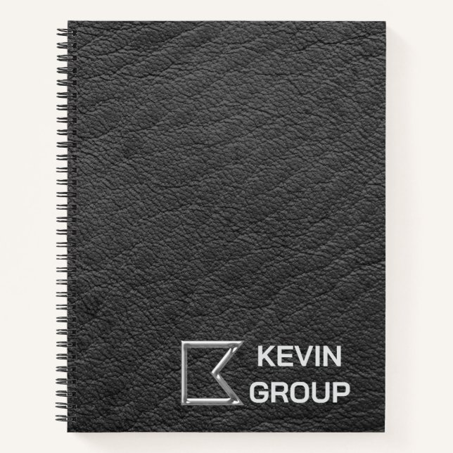 Simulated Black Leather Business Logo Notebook (Front)