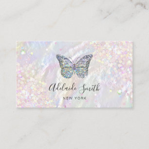 simulated chunky glitter butterfly logo business card