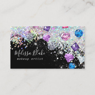 simulated crystals and glitter business card