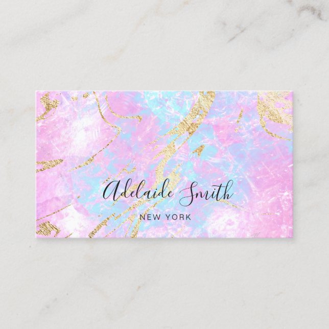 simulated glitter details purple pastel blue business card (Front)