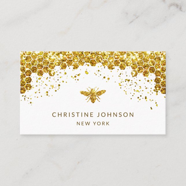 simulated glitter honey bee design business card (Front)