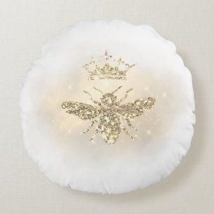 simulated glitter queen bee design round cushion