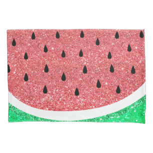 simulated glitter watermelon slice pillowcase