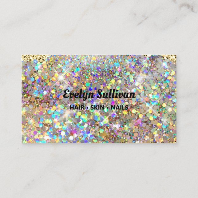 Simulated gold glitter business card (Front)