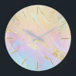 simulated gold glitter on FAUX holographic Large Clock<br><div class="desc">please note the holographic effect is not real,  but just simulated</div>
