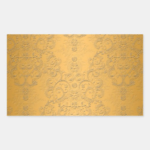 Simulated Gold with Embossed Ornate Design Rectangular Sticker
