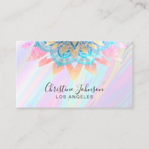 simulated iridescence lotus decor business card