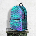 simulated iridescence mermaid scale printed backpack<br><div class="desc">mermaid scale backpack</div>