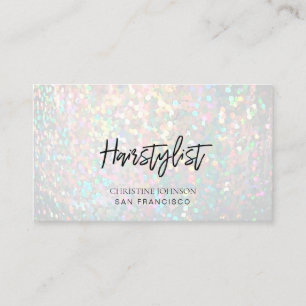 simulated iridescent hairstylist business card