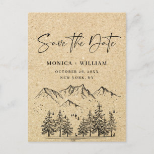 Simulated Kraft Paper Mountain Save the Date  Postcard