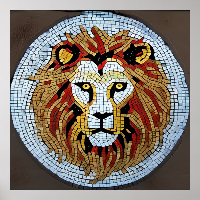 Simulated Lion Mosaic Unique Interesting Poster (Front)