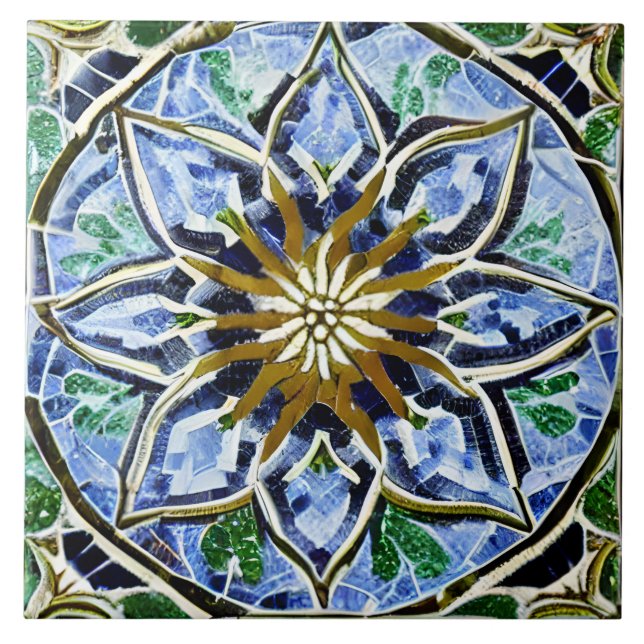 Simulated Mosaic Pattern in Glass Look Ceramic Tile (Front)