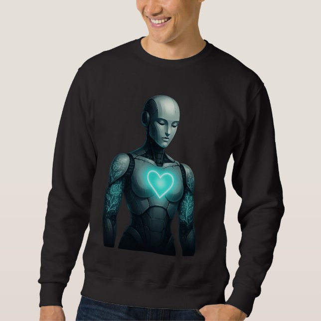 Simulated Soul – AI Robot with Heart Energy Core  Sweatshirt (Front)