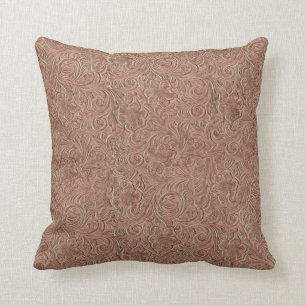 Simulated Tooled Leather Designer Throw Pillows
