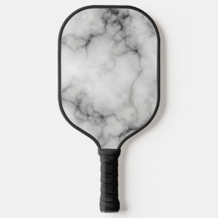Simulated White and Black Marble Pickleball Paddle