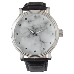 Simulated White and Black Marble Watch