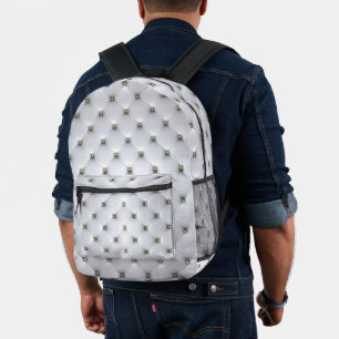 Simulated White Tufted Gold Studs Backpack