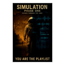 Simulation Phase One Poster - Glitch Astronaut Art