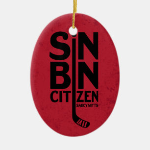 Sin Bin Citizen Hockey Ceramic Tree Decoration