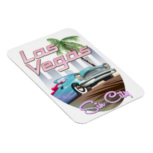 Sin city Las Vegas 1980s travel poster Magnet