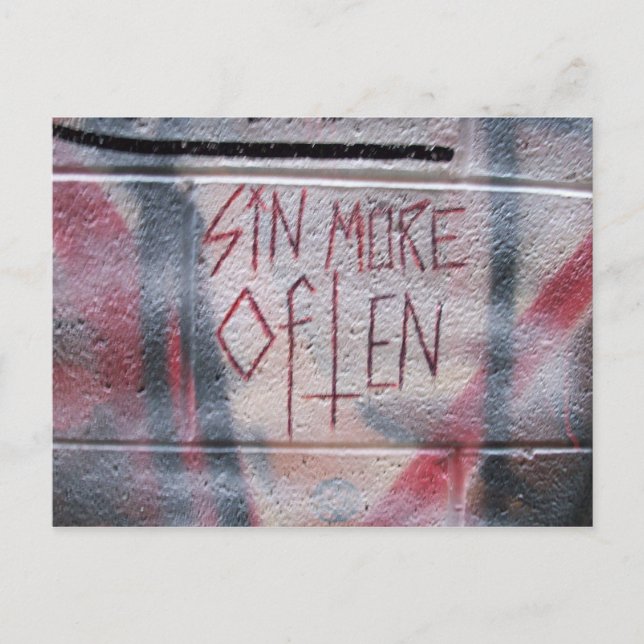Sin More Often Postcard (Front)