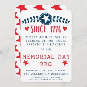 Since 1776  - American Pride / Memorial Day  BBQ Invitation