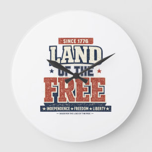 Since 1776 Land of the Free Patriotic USA Wall Large Clock