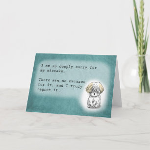 Sincere Apologies for mistake cute puppy sorry Card