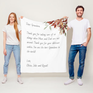   Sincere Grandma Floral Message Fleece Blanket