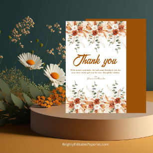 Sincere Gratitude Chic Modern Boho Terracotta Thank You Card