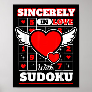 Sincerely In Love With Sudoku Cute Valentines Poster