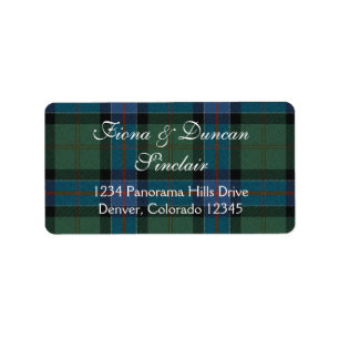 Sinclair Ancient Hunting Tartan Scottish Address Label