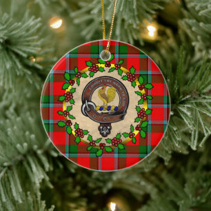 Sinclair Badge & Tartan Personalised Christmas Ceramic Ornament