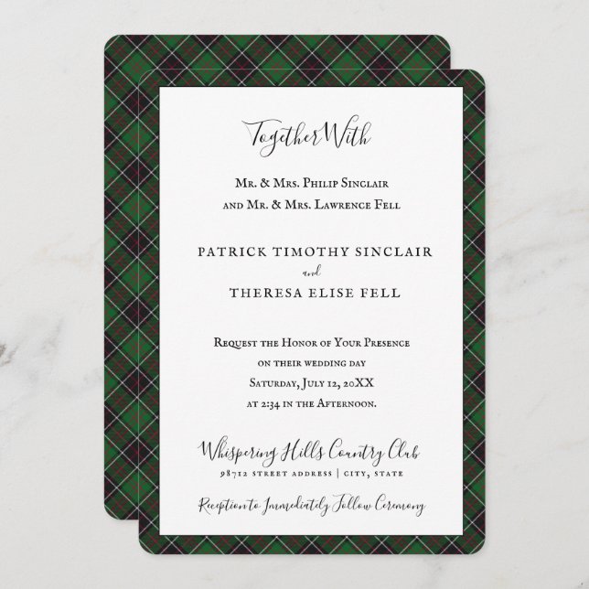 Sinclair Clan Tartan Scottish Plaid Invitation (Front/Back)