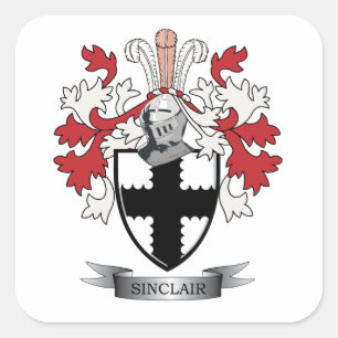 Sinclair Family Crest Coat of Arms Square Sticker