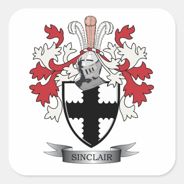 Sinclair Family Crest Coat of Arms Square Sticker (Front)