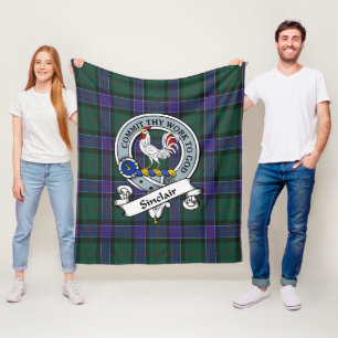 Sinclair Hunting Modern Clan Badge Tartan Plaid Fleece Blanket