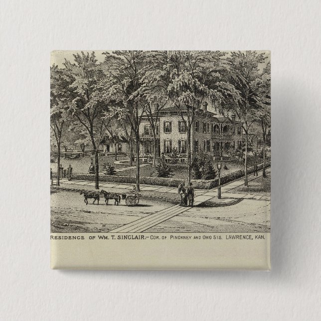 Sinclair Residence, Kansas 15 Cm Square Badge (Front)