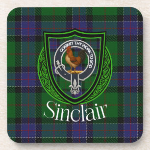 Sinclair Scottish Clan Tartan & Crest Coaster